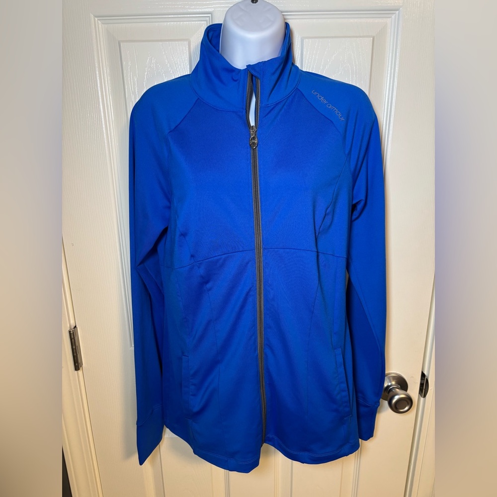 Blue Under Armour full zip athletic jacket semi-fitted women’s size medium